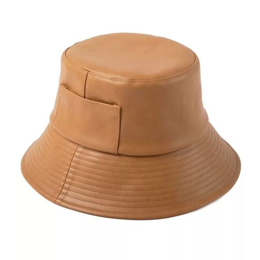 Lack Of Color Tan Faux Leather Bucket Hat
